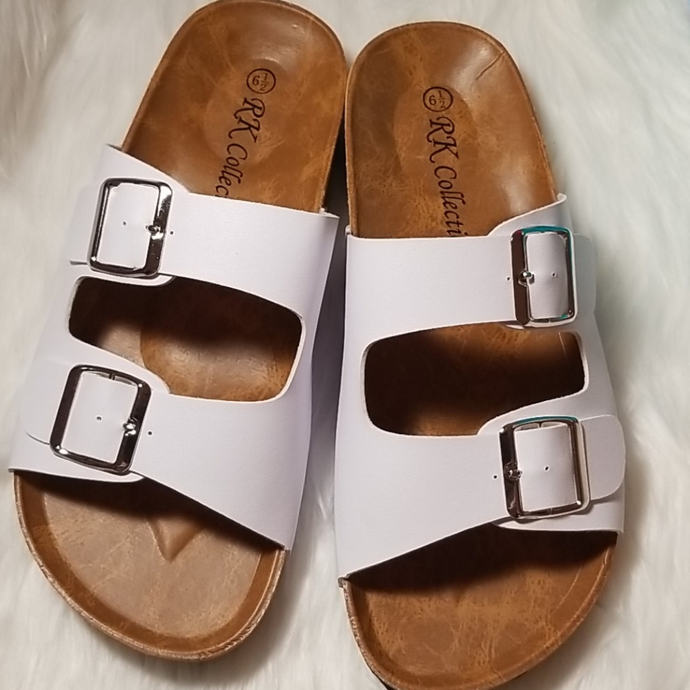 White Birk Style Sandals.